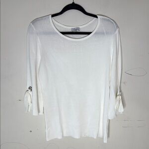 Olivia Warren Rayon Elegant White Women's Knit Scoop Neck Top Size XL